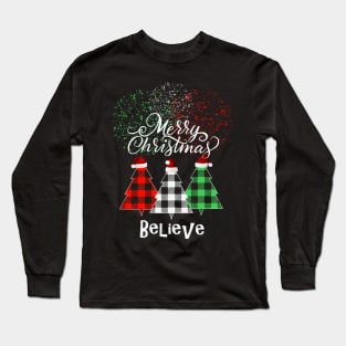 Christmas Tree Believe in Santa Matching Party Pajama T-Shirt Long Sleeve T-Shirt